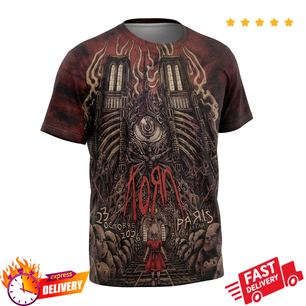 Korn Euro Tour 2026 Paris All Over Print T-Shirt